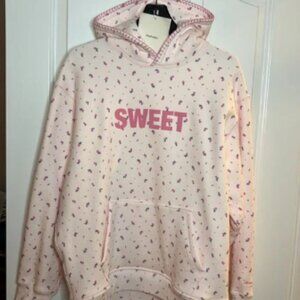 NWT MADHAPPY Sweet Dreams Fleece Hoodie in pink wildflower size large